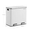 Double Compartment Trash Can – Plastic – White – Soft-Close Lids and Pedals