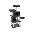 Cat Tree – Engineered Wood and Plush – Smoky Grey – Multi-Level with Scratching Posts, Perches, Basket and Condos
