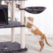 Cat Tree – Engineered Wood and Plush – Smoky Grey – Multi-Level with Scratching Posts, Perches, Basket and Condos