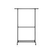 Double Rod Garment Rack – Metal – Black – Heavy Duty with Wheels, 110 Kg Capacity