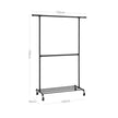 Double Rod Garment Rack – Metal – Black – Heavy Duty with Wheels, 110 Kg Capacity