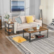 Side Table – Metal and Wood – Rustic Brown – Double Mesh Shelves, Space Saving Design