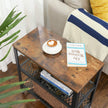 Side Table – Metal and Wood – Rustic Brown – Double Mesh Shelves, Space Saving Design