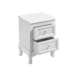 Bedside Table – Wooden – White – Spacious with 2 Drawers and Solid Pine Wood Legs