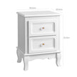 Bedside Table – Wooden – White – Spacious with 2 Drawers and Solid Pine Wood Legs