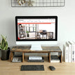 Dual Monitor Riser – Wood – Rustic Brown – Adjustable with 3 Shelves