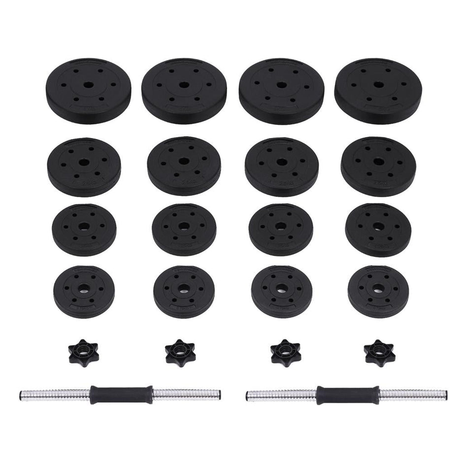 Dumbbell Set – Metal – Black – Total 40 kg for Home and Gym Fitness