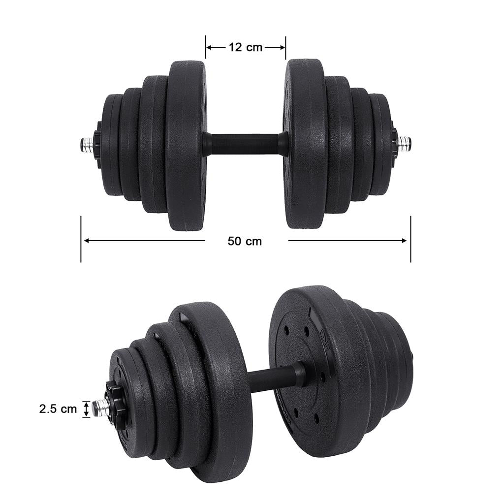 Dumbbell Set – Metal – Black – Total 40 kg for Home and Gym Fitness