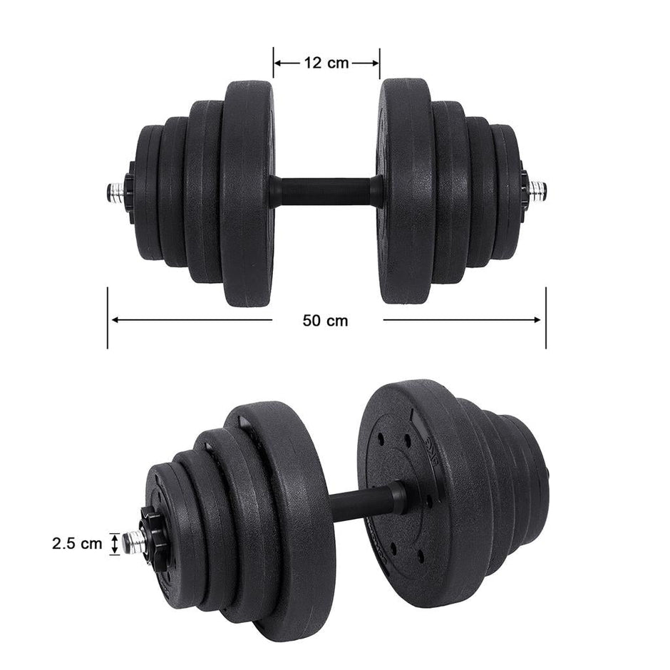 Dumbbell Set – Metal – Black – Total 40 kg for Home and Gym Fitness