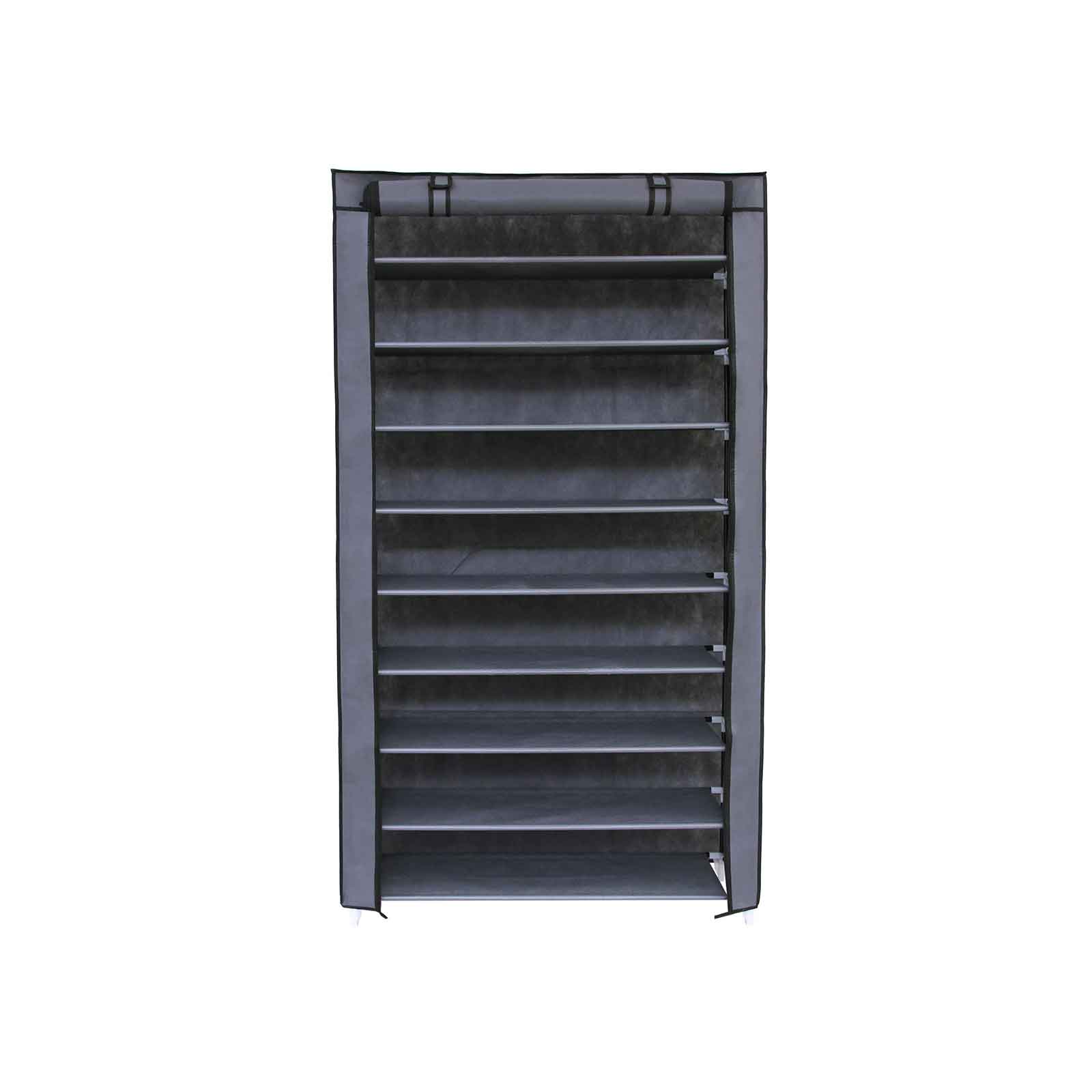 Shoe Rack – Fabric – Black – 10-Tier with Dustproof Cover, Holds Up to 40 Pairs