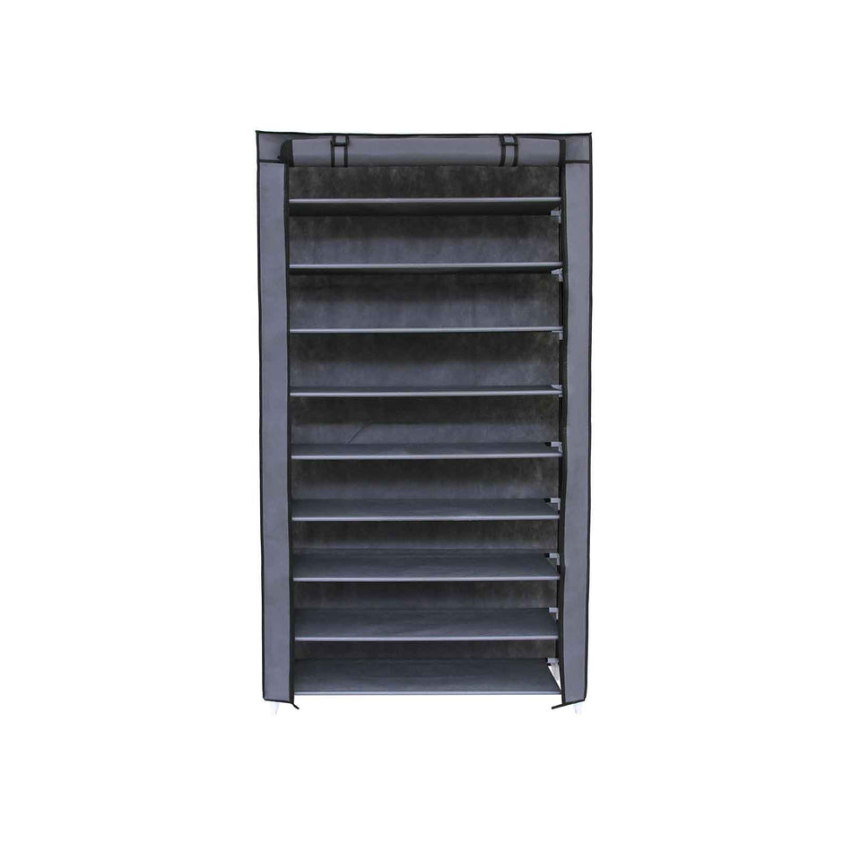 Shoe Rack – Fabric – Black – 10-Tier with Dustproof Cover, Holds Up to 40 Pairs