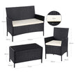 Garden Furniture Set – Polyrattan – Black and Beige – Outdoor Patio and Conservatory Use
