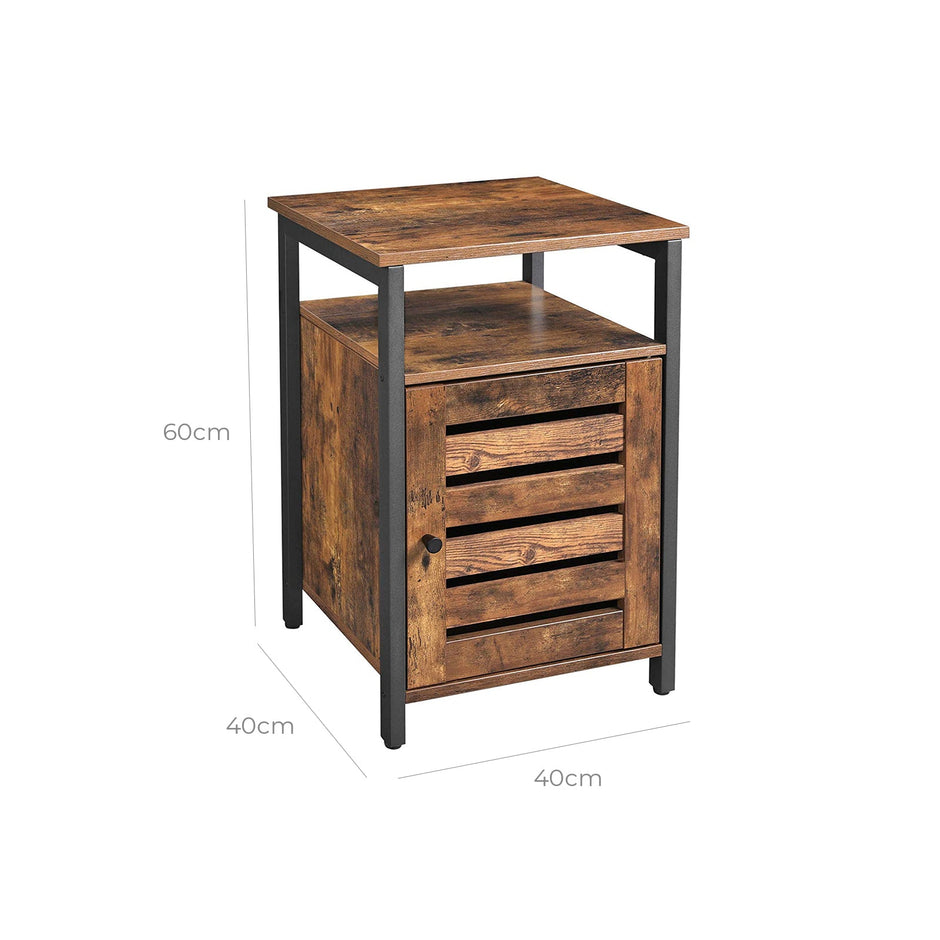 End Table – Metal Frame – Rustic Brown – Adjustable Shelf, 2 Shelves, Industrial Style