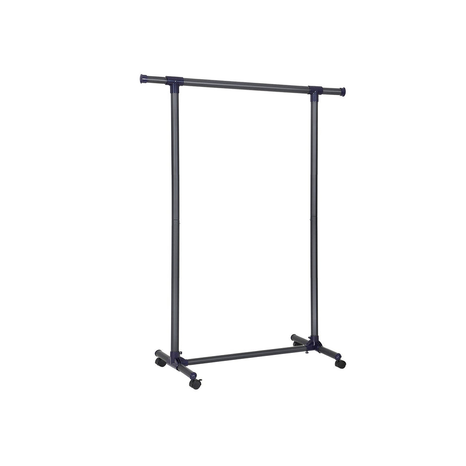 Extendable Garment Rack – Metal – Matte Black and Blue – Rolling Design with Thickened Hanging Rail, 60 kg Load Capacity