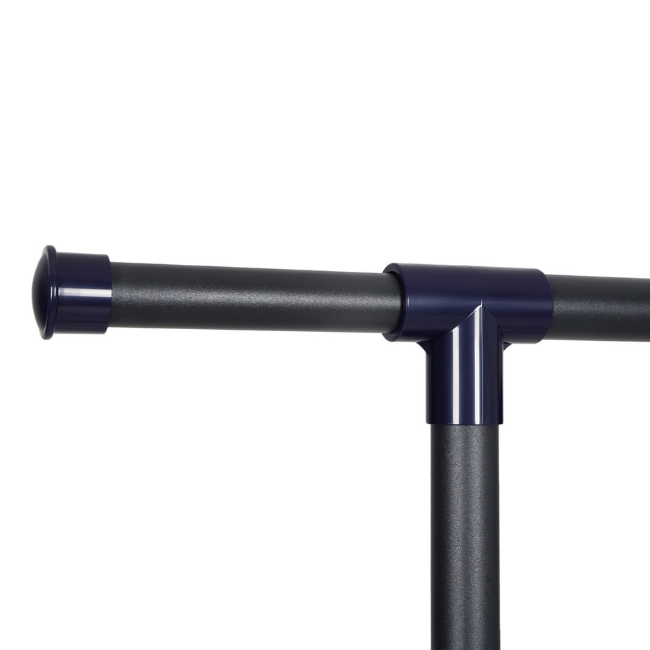 Extendable Garment Rack – Metal – Matte Black and Blue – Rolling Design with Thickened Hanging Rail, 60 kg Load Capacity