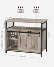 Kitchen Cabinet – Wood – Rustic Brown and Black – 2 Sliding Barn Doors, Adjustable Shelf