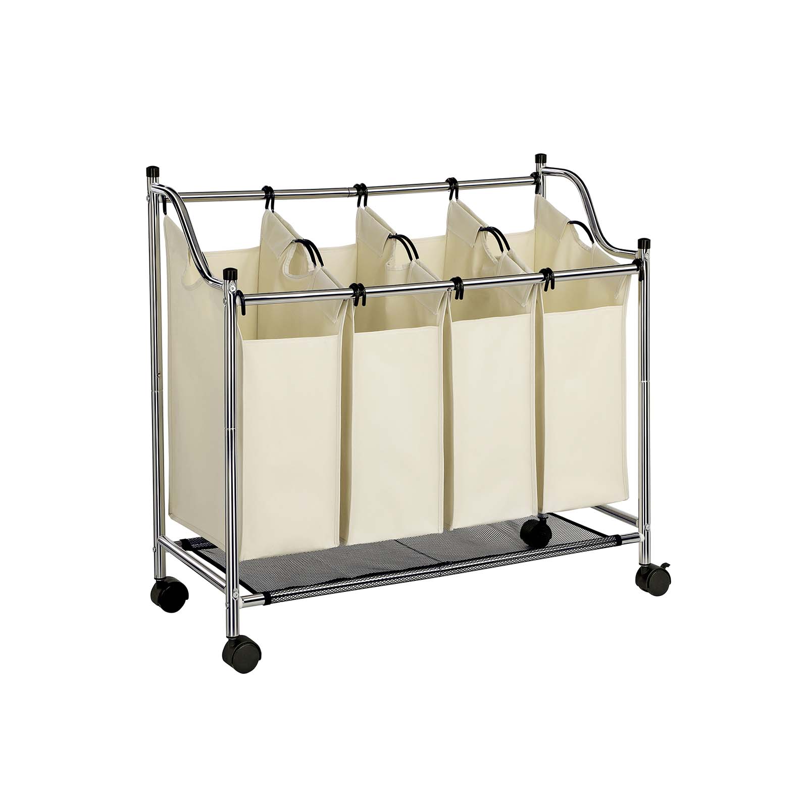 Laundry Cart – Fabric – Black – 4 Removable Bags, 140L Capacity