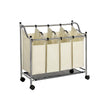Laundry Cart – Fabric – Black – 4 Removable Bags, 140L Capacity