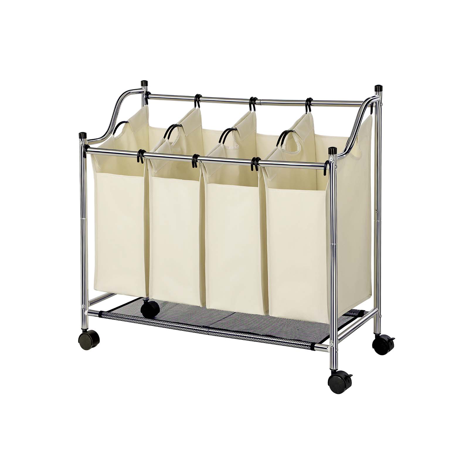 Laundry Cart – Fabric – Black – 4 Removable Bags, 140L Capacity