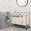 Laundry Cart – Fabric – Black – 4 Removable Bags, 140L Capacity