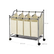 Laundry Cart – Fabric – Black – 4 Removable Bags, 140L Capacity