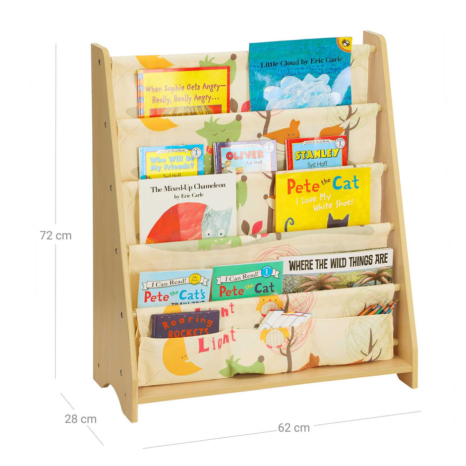 Children's Bookcase – Fabric – Multi-Color – 4-Tier Sling Design for Nursery and Kindergarten