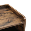 Side Table – Metal and Fabric – Rustic Brown – Industrial Design with Removable Drawer and Mesh Shelf