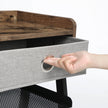 Side Table – Metal and Fabric – Rustic Brown – Industrial Design with Removable Drawer and Mesh Shelf