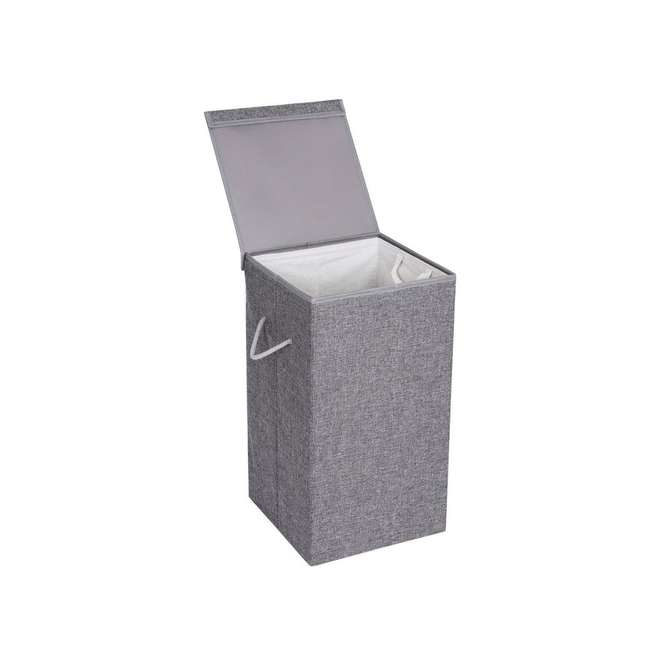 Laundry Hamper – Linenette Fabric – Grey – 85L Capacity with Magnetic Lid and Removable Liner Bag