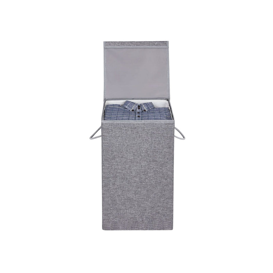 Laundry Hamper – Linenette Fabric – Grey – 85L Capacity with Magnetic Lid and Removable Liner Bag