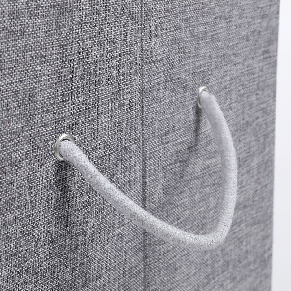 Laundry Hamper – Linenette Fabric – Grey – 85L Capacity with Magnetic Lid and Removable Liner Bag