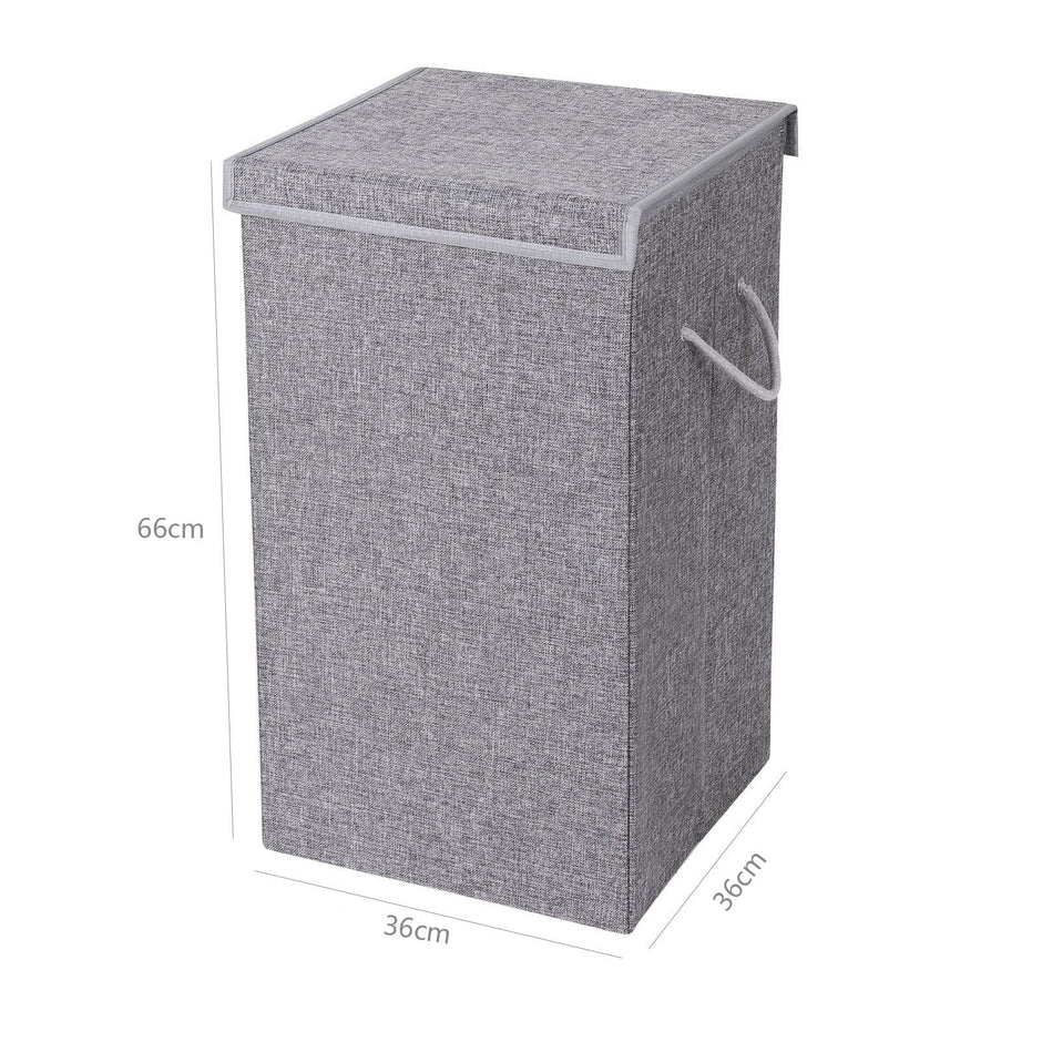 Laundry Hamper – Linenette Fabric – Grey – 85L Capacity with Magnetic Lid and Removable Liner Bag