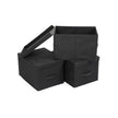 Fabric Storage Boxes – Fabric – Beige – Set of 3 with Lids and Label Holders, Foldable Design