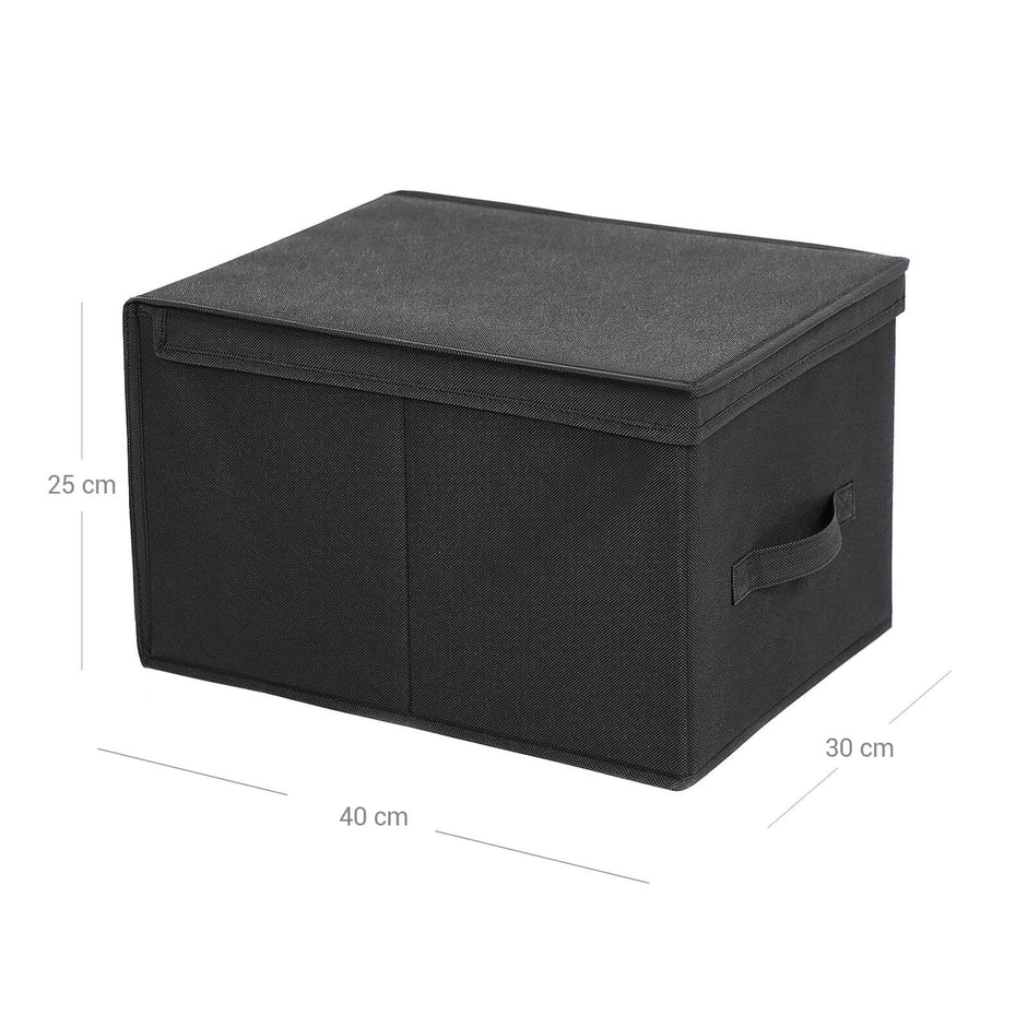 Fabric Storage Boxes – Fabric – Beige – Set of 3 with Lids and Label Holders, Foldable Design