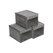 Fabric Storage Boxes Set – Fabric – Grey – Set of 3 with Clear Front Window and Lid