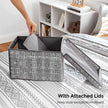 Fabric Storage Boxes Set – Fabric – Grey – Set of 3 with Clear Front Window and Lid