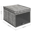 Fabric Storage Boxes Set – Fabric – Grey – Set of 3 with Clear Front Window and Lid