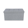 Fabric Storage Ottoman – Linen Fabric – Light Grey – Versatile Folding Toy Box