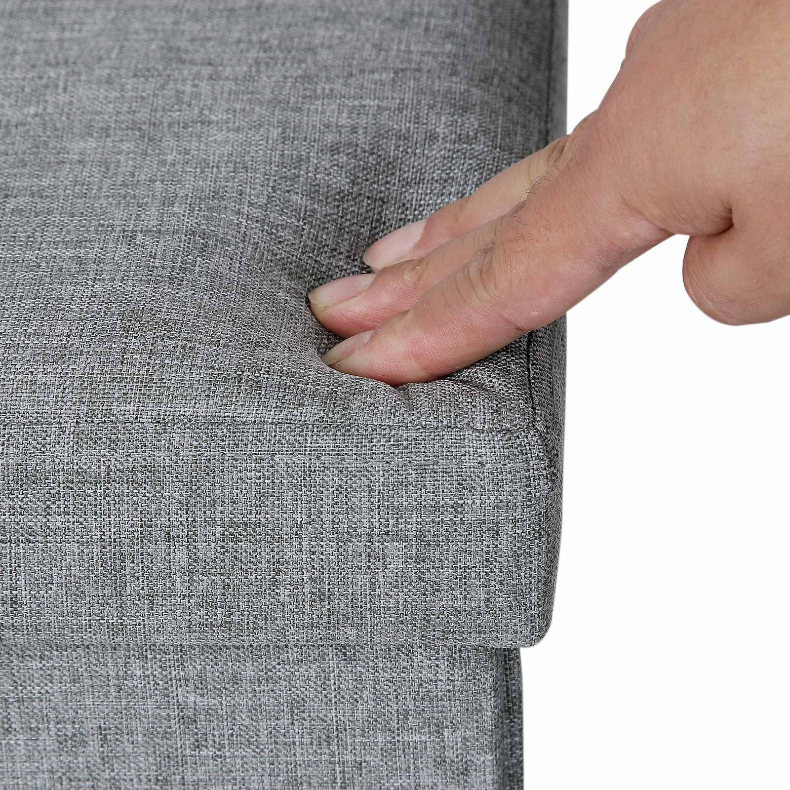 Fabric Storage Ottoman – Linen Fabric – Light Grey – Versatile Folding Toy Box