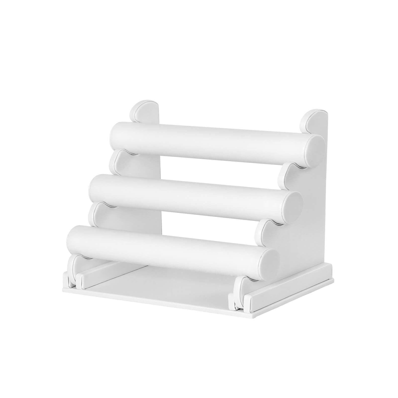Jewellery Stand – Faux Leather – White – 3-Bar Organizer for Bracelets and Necklaces