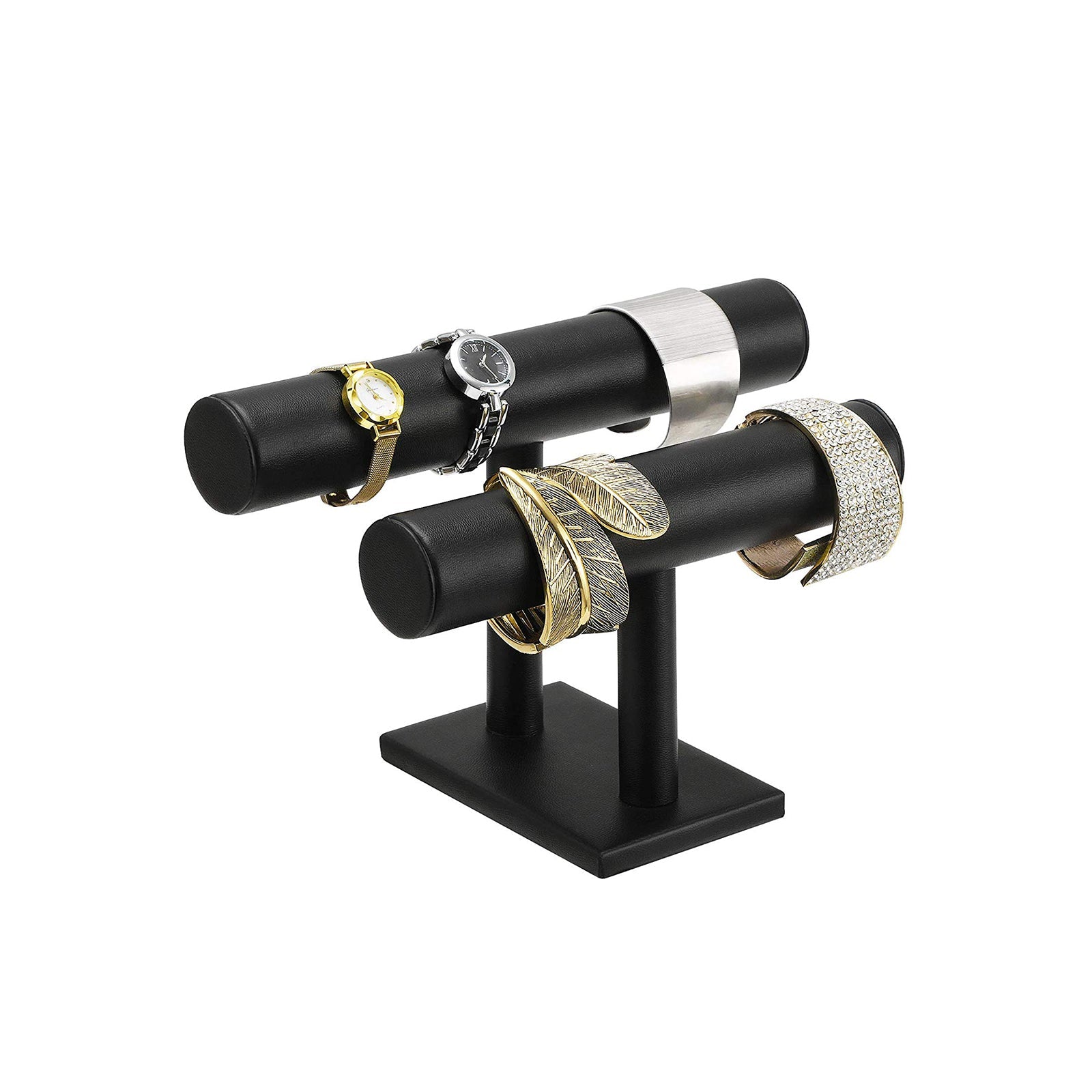 Jewellery Stand – Faux Leather – Black – Multi-functional Watch and Bracelet Holder
