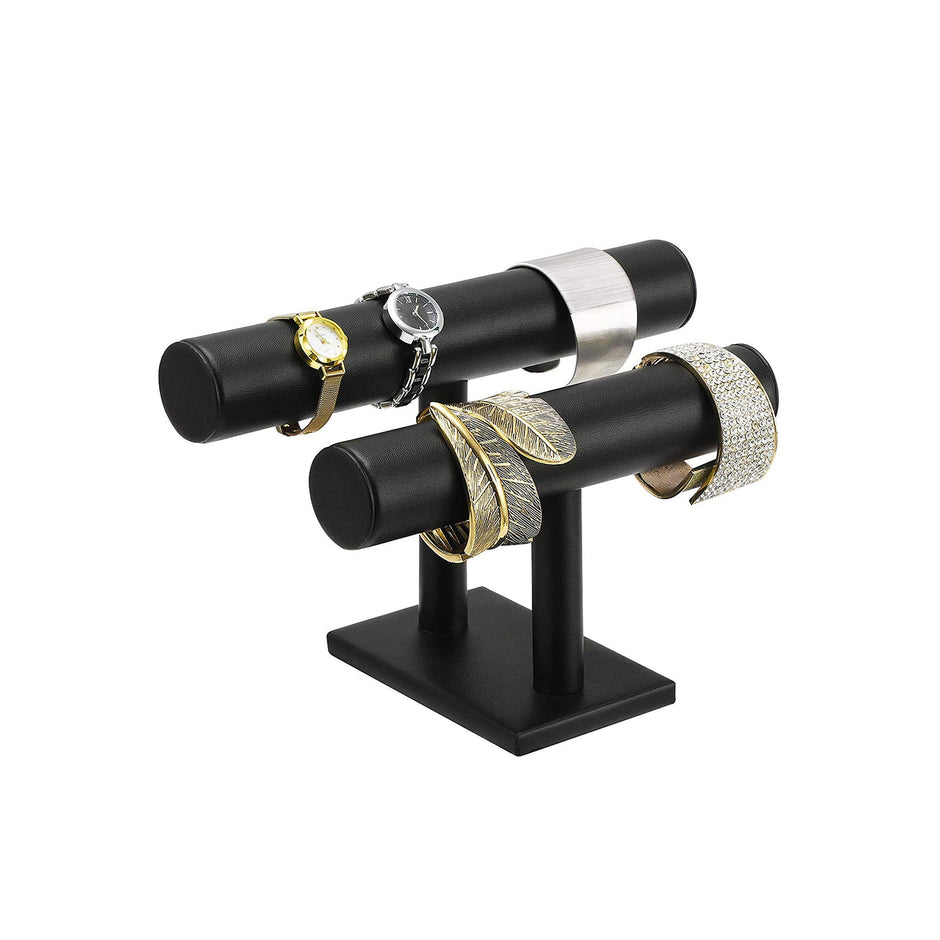 Jewellery Stand – Faux Leather – Black – Multi-functional Watch and Bracelet Holder