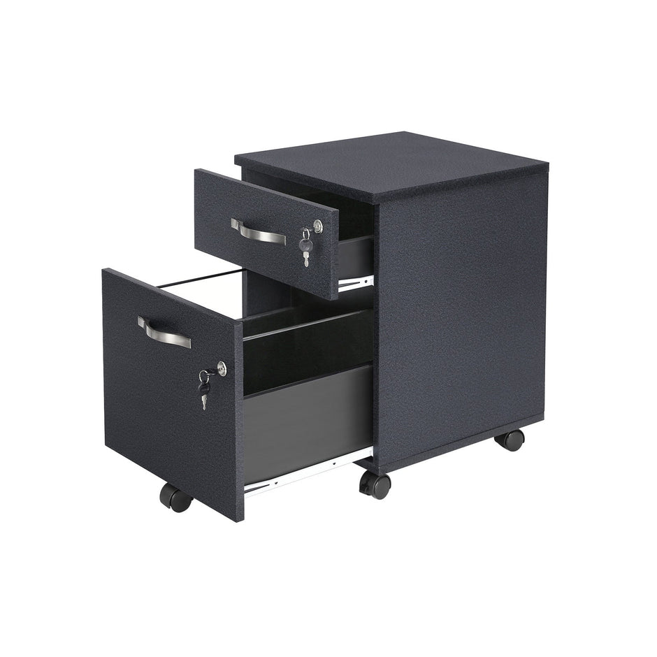Lockable File Cabinet – Wood – White – 2 Drawers with Wheels and Adjustable Hanging Rails