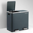 Fingerprint Proof Recycling Bin – Plastic – White – Double Compartment with Soft-Close Lids and Pedals