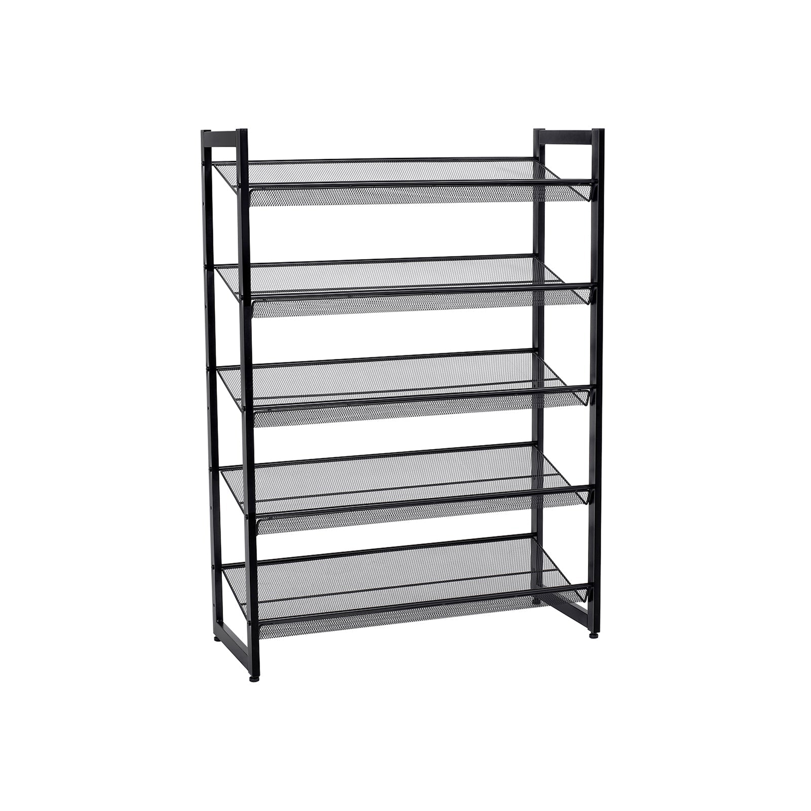 Shoe Rack – Metal Mesh – Cool Grey – 5-Tier Stackable Design for 15 to 20 Pairs