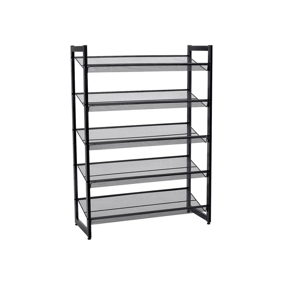 Shoe Rack – Metal Mesh – Cool Grey – 5-Tier Stackable Design for 15 to 20 Pairs