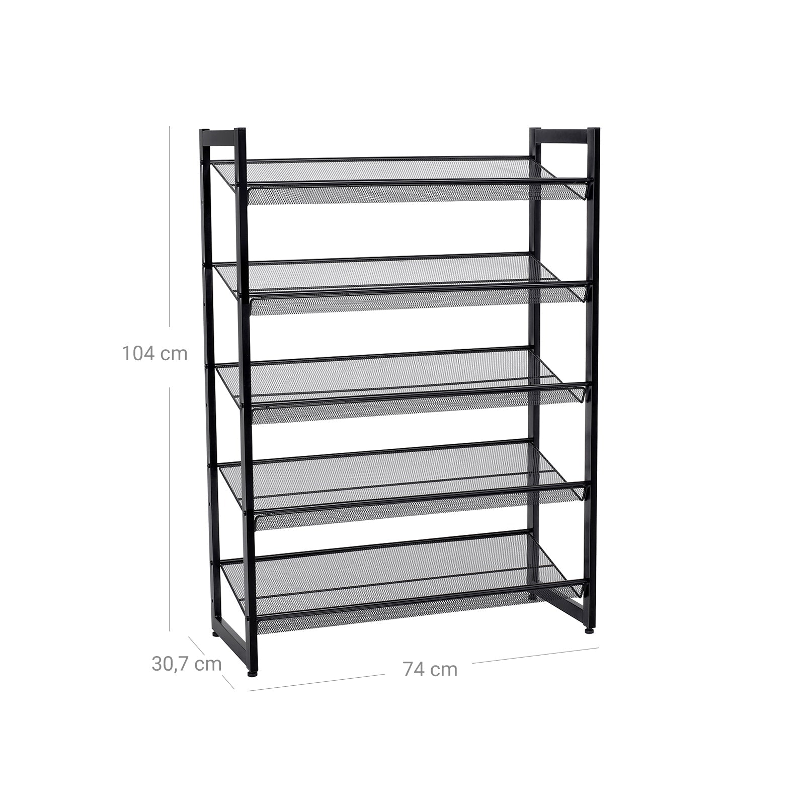 Shoe Rack – Metal Mesh – Cool Grey – 5-Tier Stackable Design for 15 to 20 Pairs