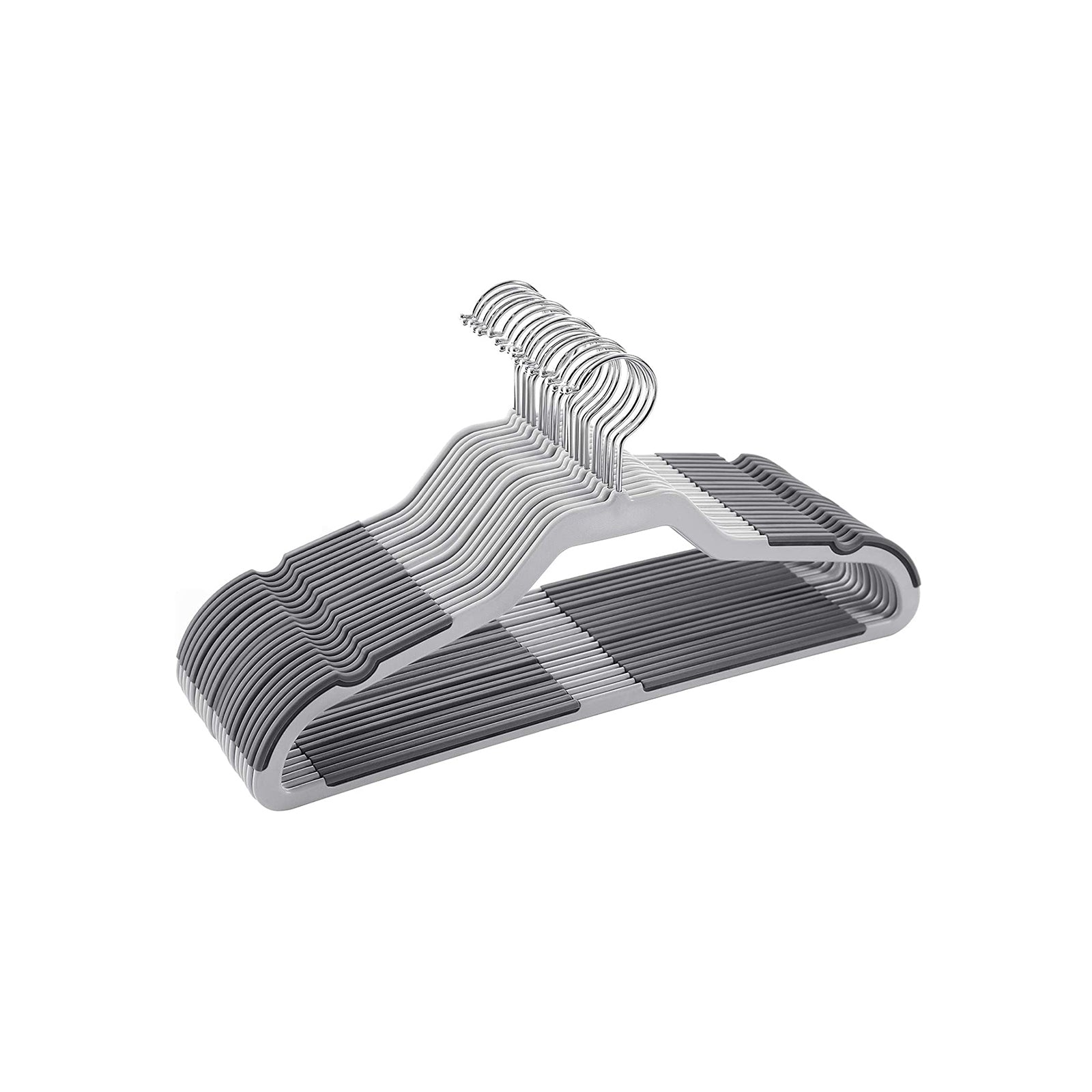 Suit Hangers – Plastic – Grey – Flat-Head Design with 360° Swivel Hook and Non-Slip Protection, Heavy Duty, 20 Pack