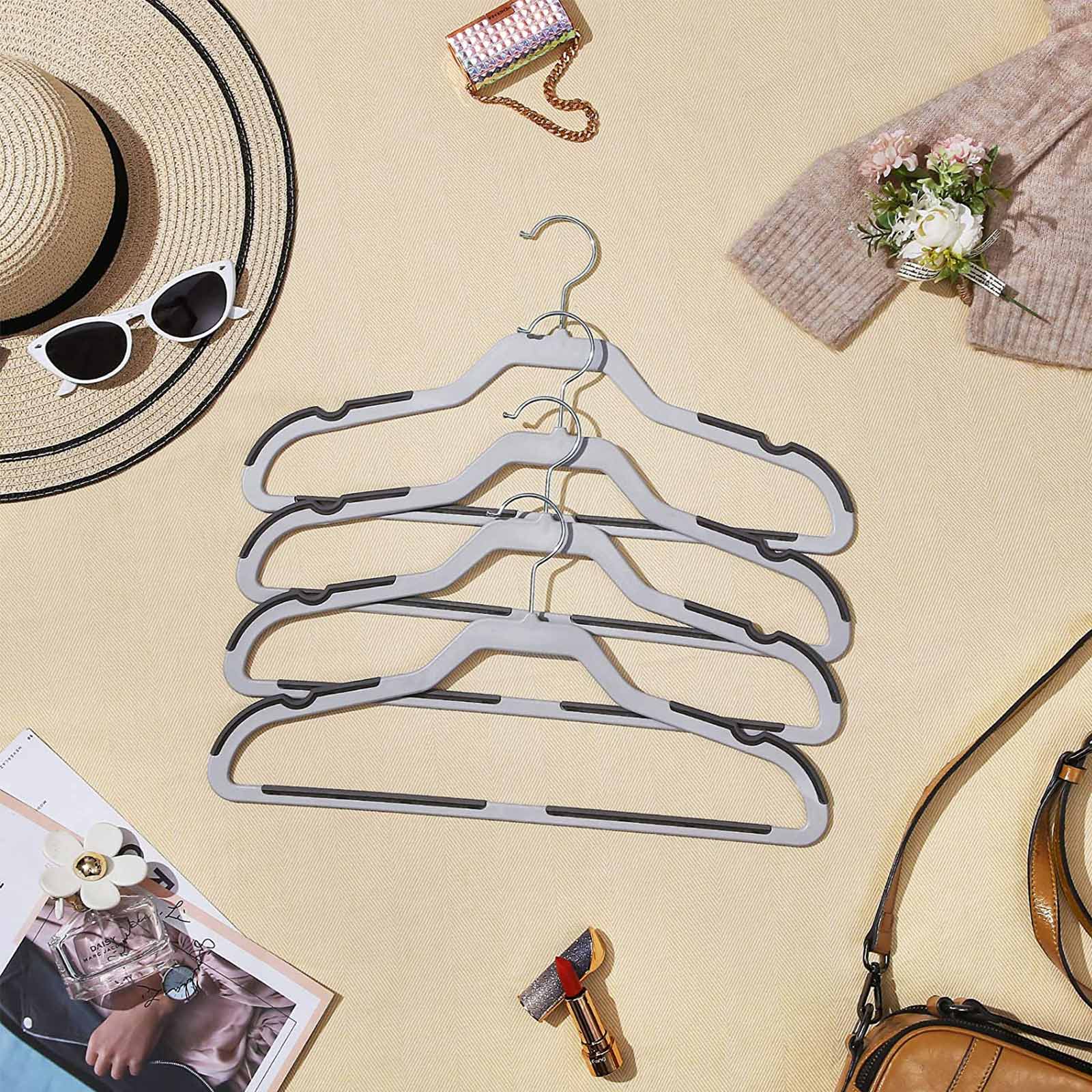 Suit Hangers – Plastic – Grey – Flat-Head Design with 360° Swivel Hook and Non-Slip Protection, Heavy Duty, 20 Pack