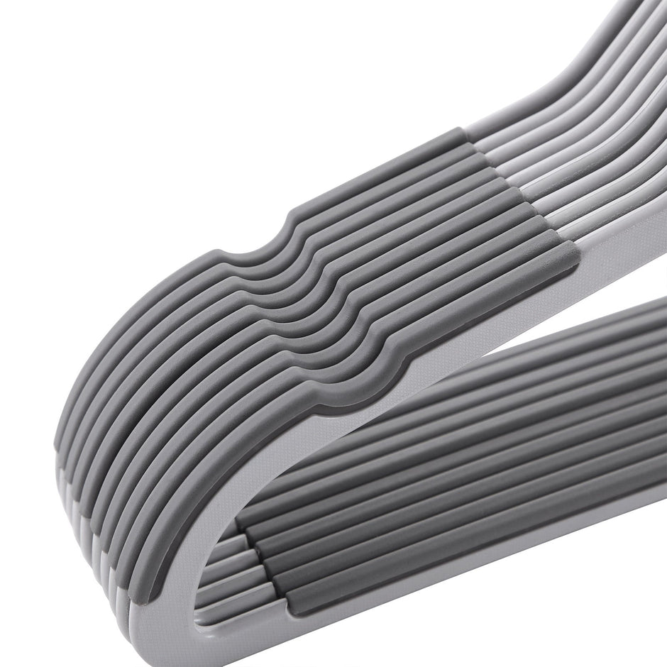 Suit Hangers – Plastic – Grey – Flat-Head Design with 360° Swivel Hook and Non-Slip Protection, Heavy Duty, 20 Pack